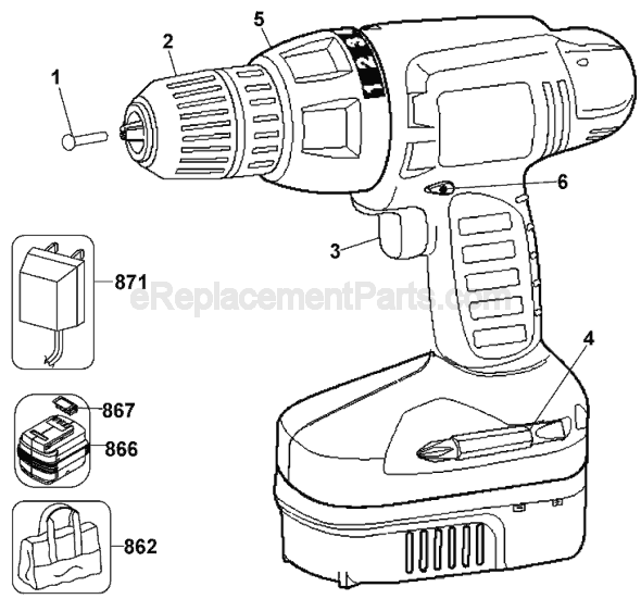Page A Diagram and Parts List for PS2400 Type 1 Black and Decker Cordless Drill